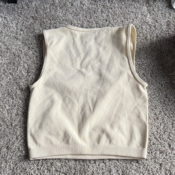 Cream Ribbed Square Neck Top - Picture 3 of 3
